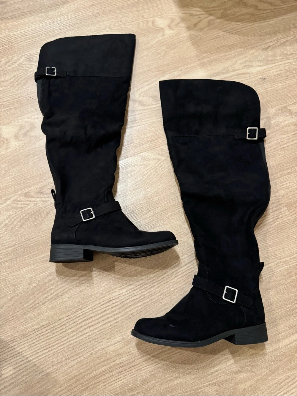 Sun + Stone Black Over-the-Knee Buckle Boots